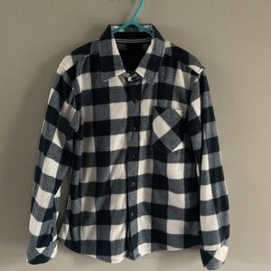 Boys black and White Plaid Button-Up Shirt